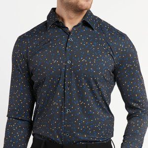 BARRETT "Byte" Print Button-up Stretch Shirt